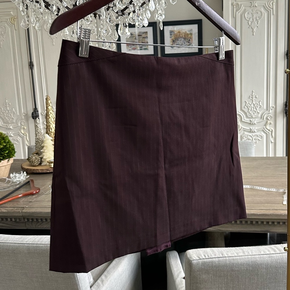 Reiss Burgundy Pinstripe Skirt